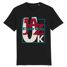 Load image into Gallery viewer, Black-t-shirt-with-bold-text-on-the-front