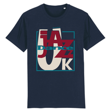 Load image into Gallery viewer, Navy-t-shirt-with-bold-text-on-the-front