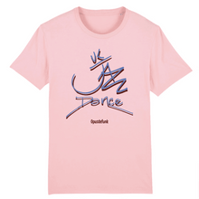 Load image into Gallery viewer, Pink-t-shirt-with-uk-jazz-dance-printed-the-front