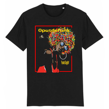 Load image into Gallery viewer, Black-t-shirt-colourful-graphic-on -the-front
