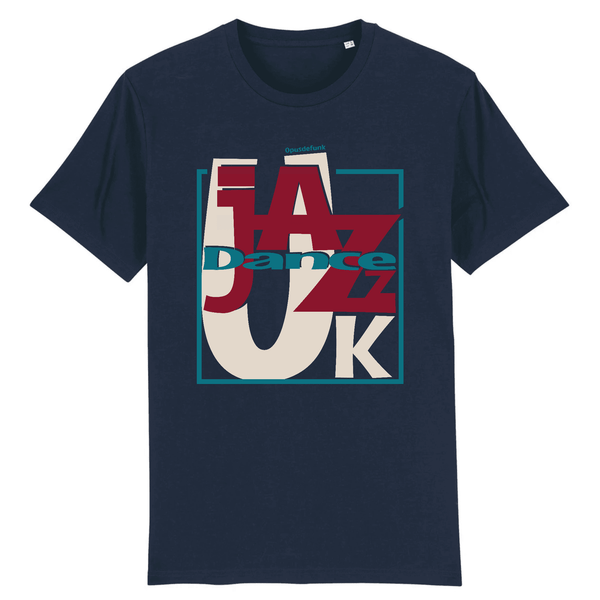 Navy-t-shirt-with-bold-text-on-the-front