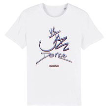 Load image into Gallery viewer, White-t-shirt-with-uk-jazz-dance-printed-the-front

