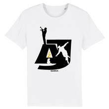 Load image into Gallery viewer, White-t-shirt-with-bold-black-text-on-the-front
