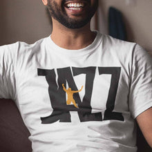 Load image into Gallery viewer, guy wearing white  jazz t-shirt 
