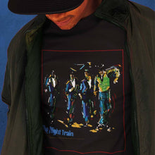 Load image into Gallery viewer, guy-wearing-black-t-shirt-with-dancers-on-the-front

