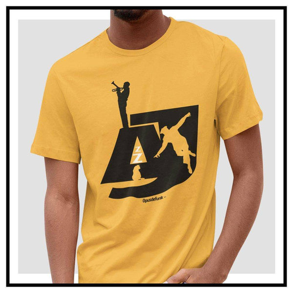    guy-yellow-t-shirt-black-text-graphic-on-front.