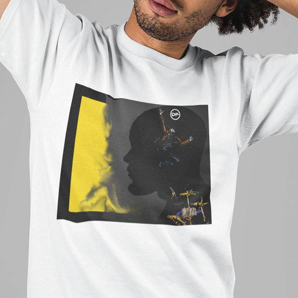 hipster man wearing a opusdefunk innersounds t-shirt in a studio